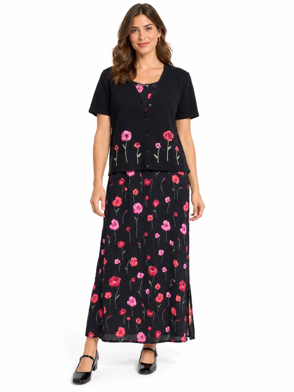 R&K Originals Vintage 90s Floral Maxi Dress Cardigan Set 10 NWT Cottagecore